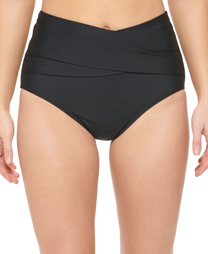 Women's High-Waist Cross-Over Tummy-Control Bikini Bottoms