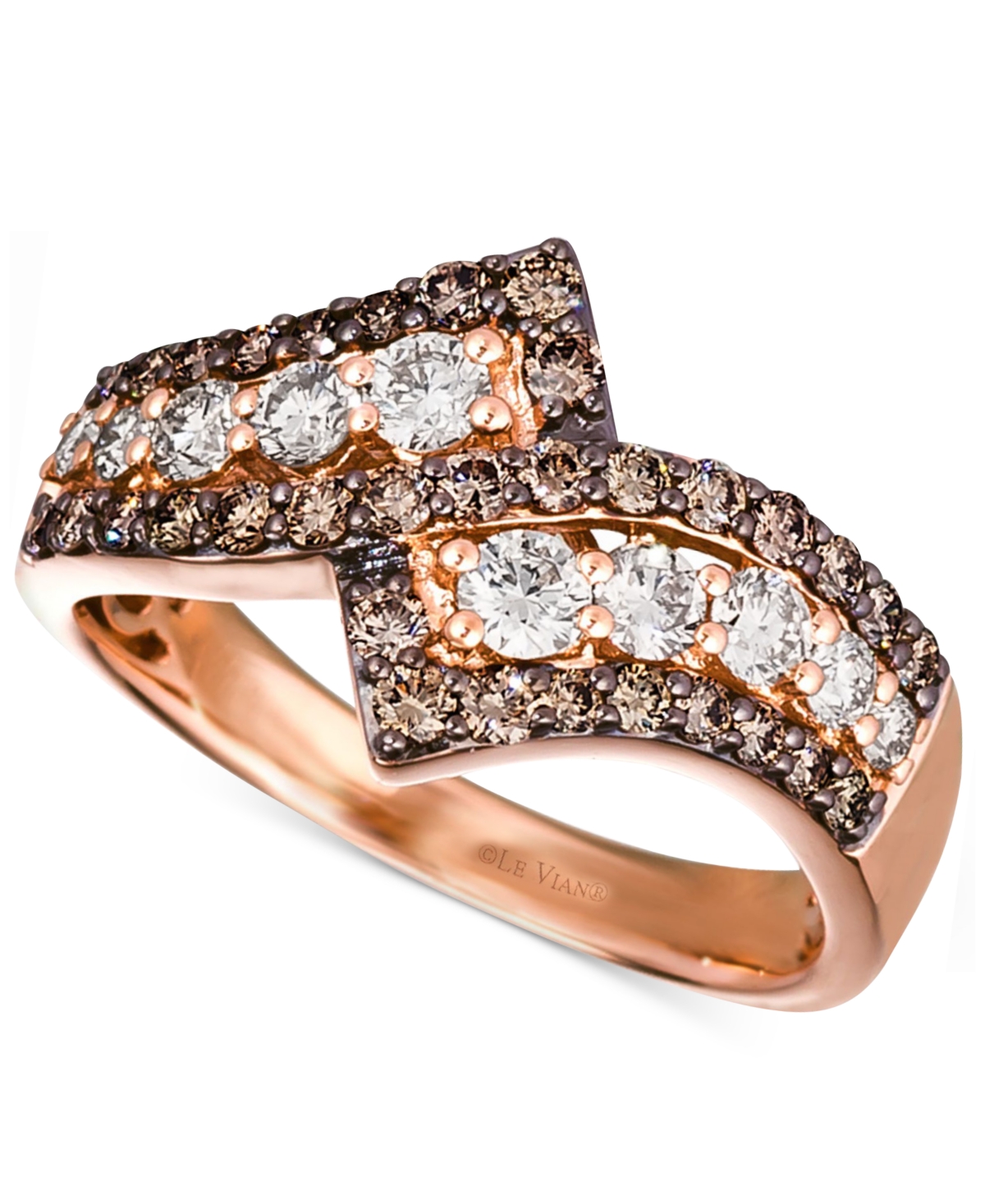 Le Vian Chocolate Diamond & Nude Diamond Bypass Ring (1 Ct. T.w.) In 14k Rose Gold In K Strawberry Gold Ring
