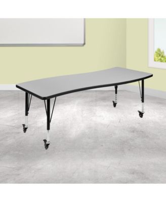 Mobile 26"W X 60"L Wave Flexible Collaborative Kids Adjustable Activity Table