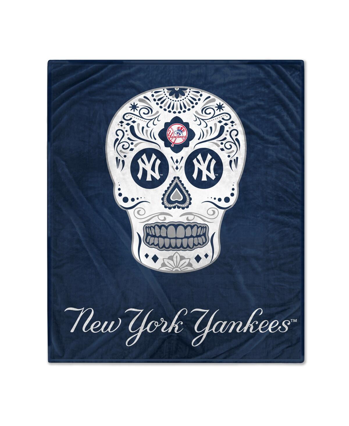 Pegasus Home Fashions New York Yankees 60'' X 70'' Sugar Skull Fleece Blanket In Blue,white