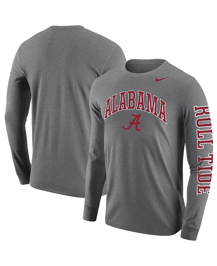 Nike Men's Heathered Gray Alabama Crimson Tide Arch and Logo Two-Hit ...