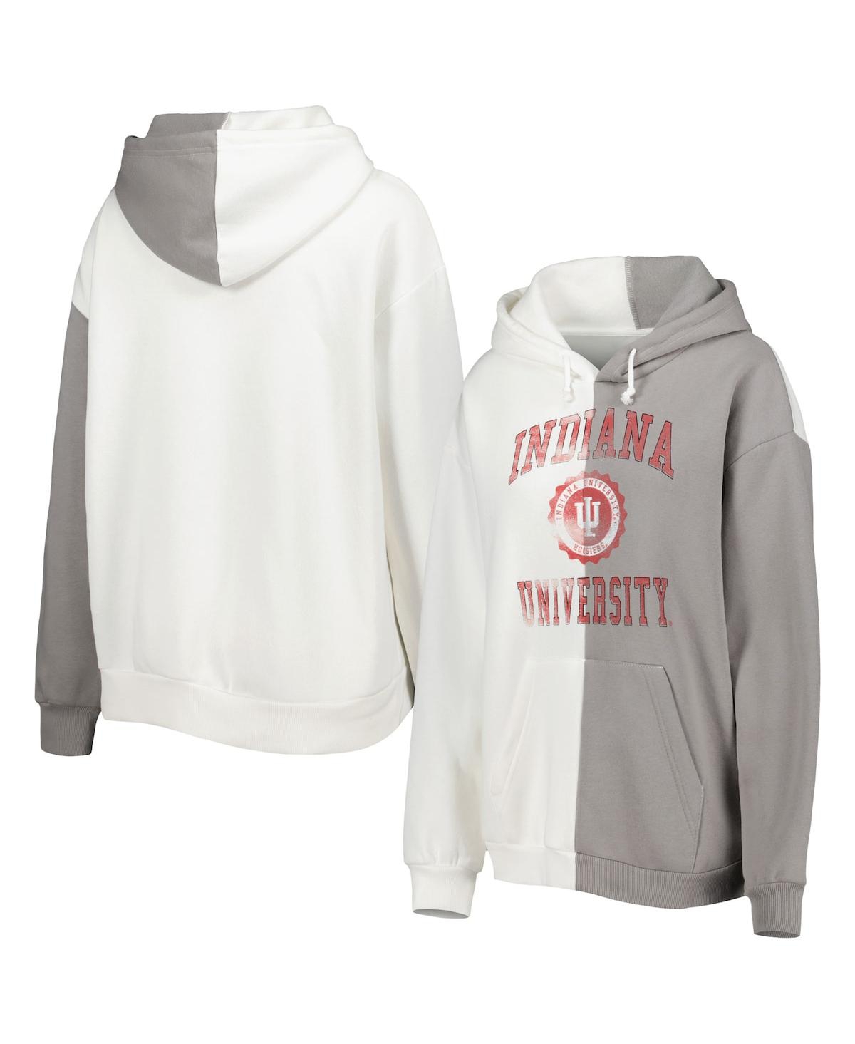 Women's Gameday Couture Gray, White Indiana Hoosiers Split Pullover Hoodie - Gray, White