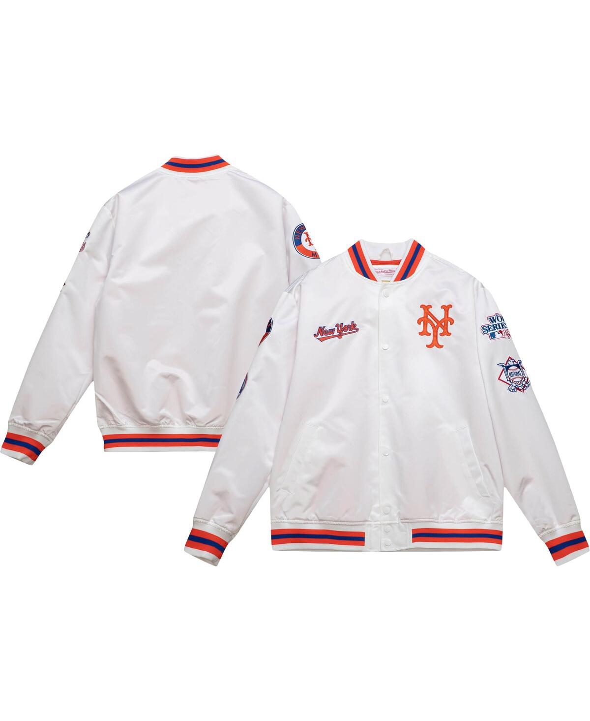 Shop Mitchell & Ness Men's  White New York Mets City Collection Satin Full-snap Varsity Jacket
