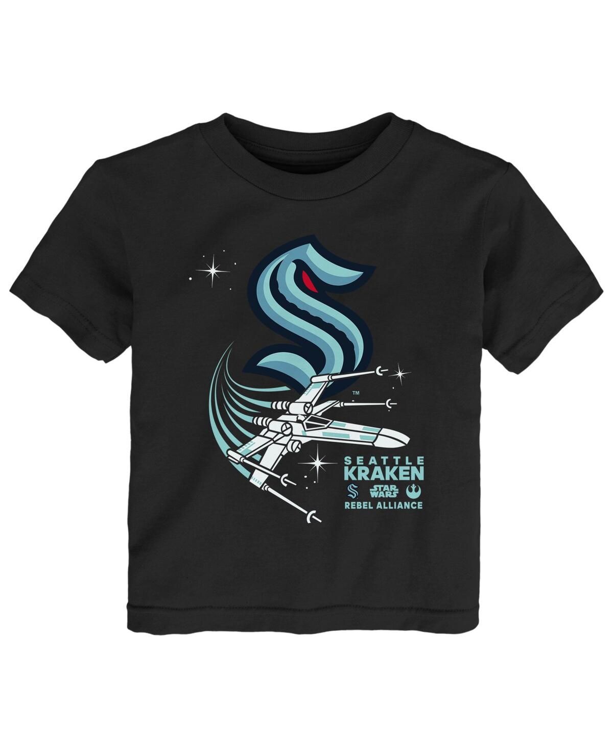 Outerstuff Babies' Toddler Black Seattle Kraken Star Wars Rebel Alliance T-shirt