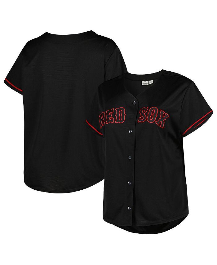 Profile Women's Black Boston Red Sox Plus Size Pop Fashion Button
