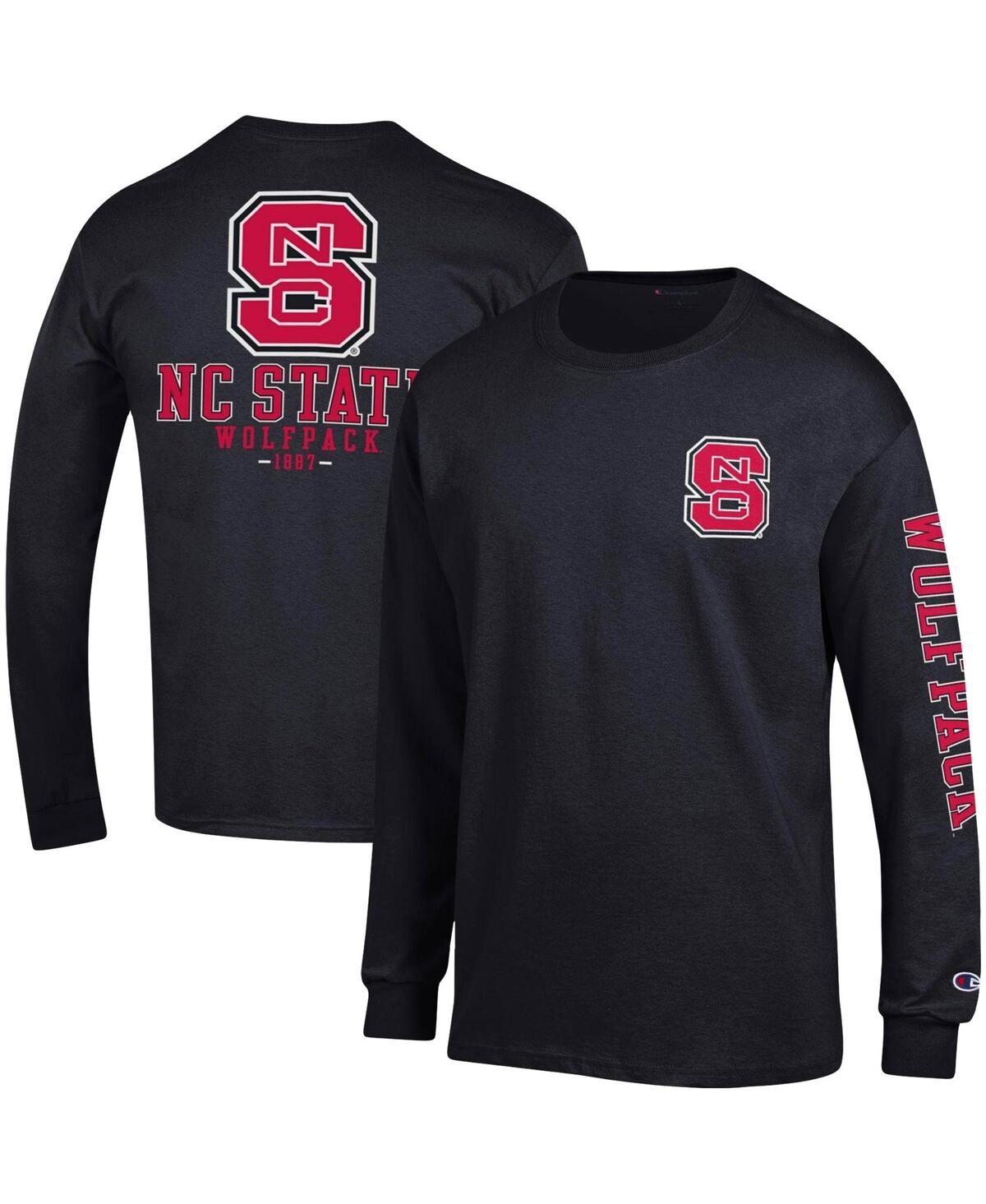 Shop Champion Men's  Black Nc State Wolfpack Team Stack Long Sleeve T-shirt