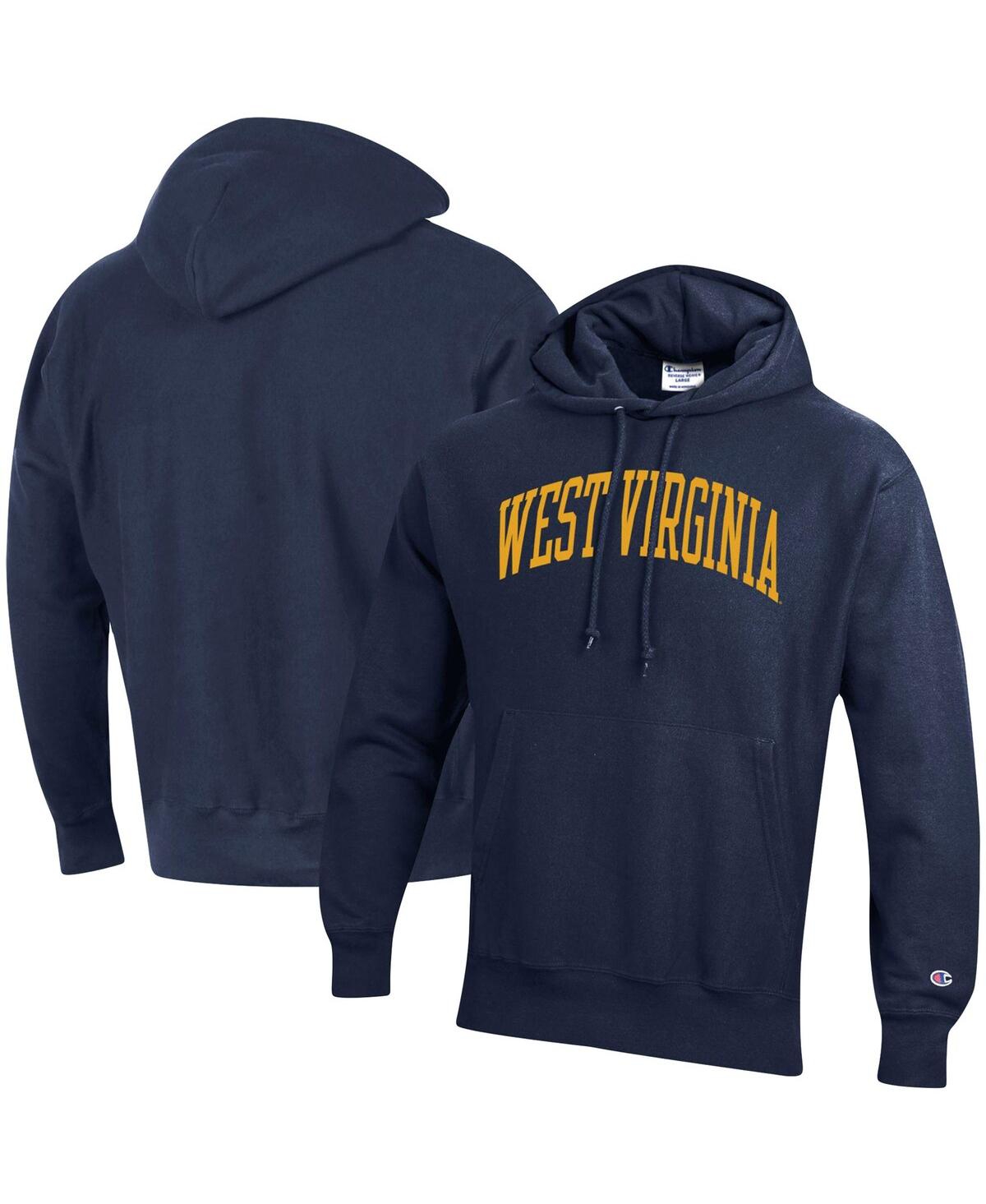 Men's ChampionWest Virginia Mountaineers Team Arch Reverse Weave Pullover Hoodie - Navy
