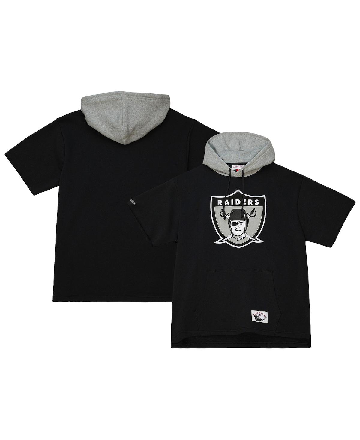 Shop Mitchell & Ness Men's  Black Las Vegas Raiders Postgame Short Sleeve Hoodie