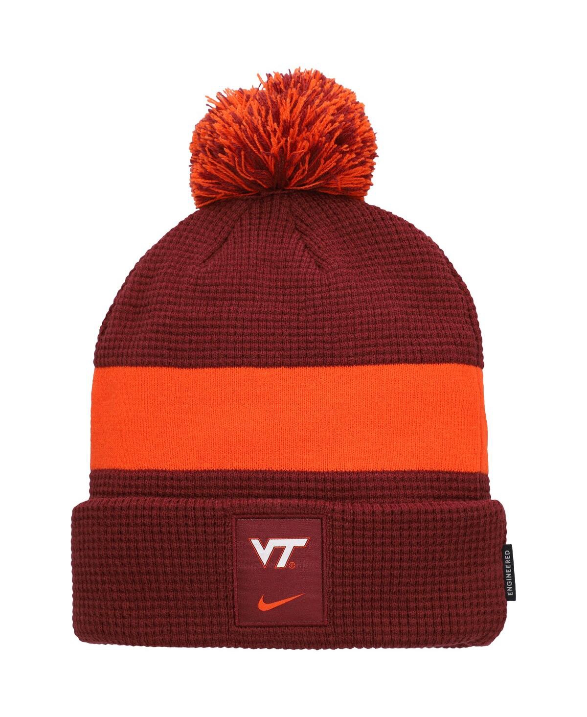 Shop Nike Men's  Maroon Virginia Tech Hokies Sideline Team Cuffed Knit Hat With Pom