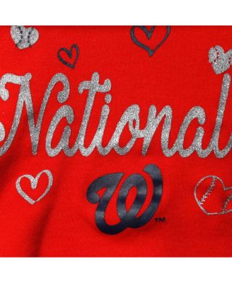 Girls Newborn and Infant Red Washington Nationals 3-Piece Home Plate Bodysuit, Bib and Booties Set
