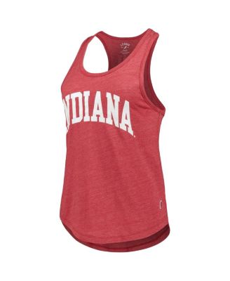 Women's Heather Crimson Indiana Hoosiers Two-Hit Intramural Tri-Blend Scoop Neck Racerback Tank Top
