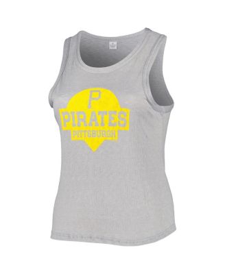 Women's Gray Pittsburgh Pirates Plus Size High Neck Tri-Blend Tank Top