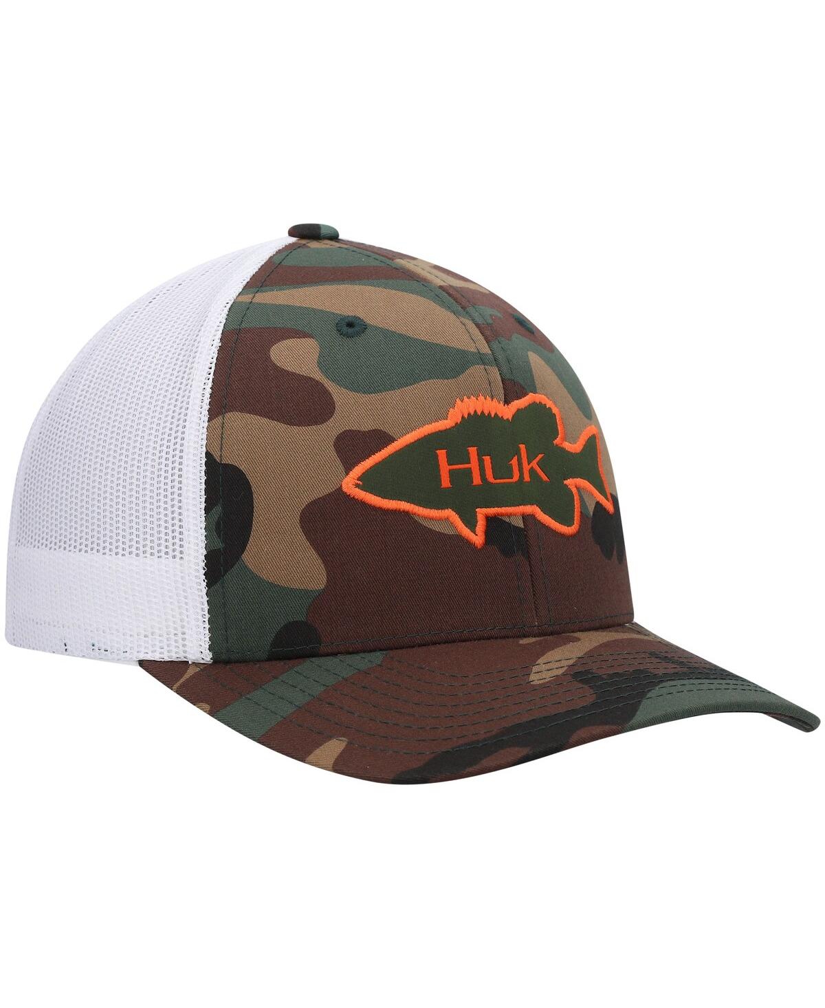 Shop Huk Men's  Camo Bass Trucker Snapback Hat