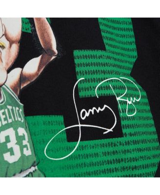 Men's Larry Bird Black Boston Celtics Hardwood Classics Caricature T-shirt