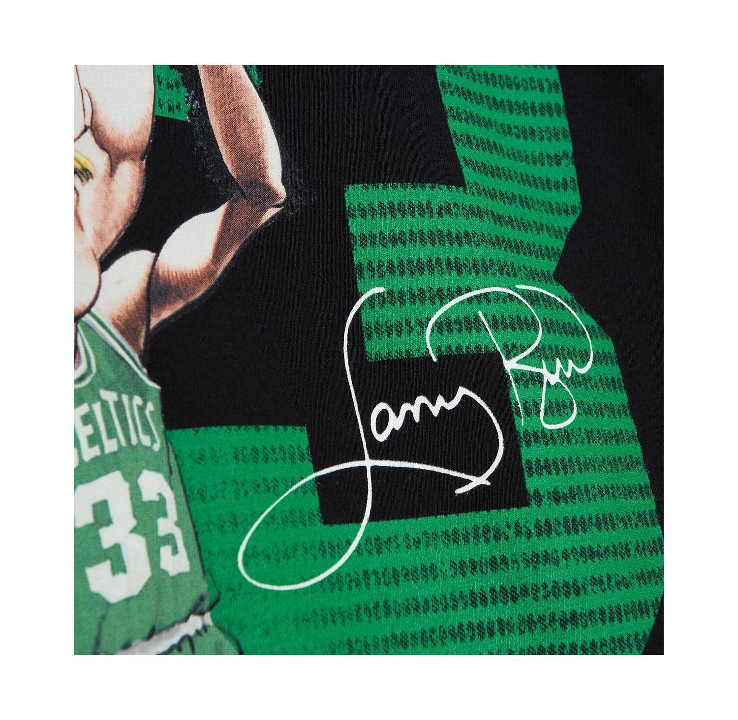 Men's Larry Bird Black Boston Celtics Hardwood Classics Caricature T-shirt