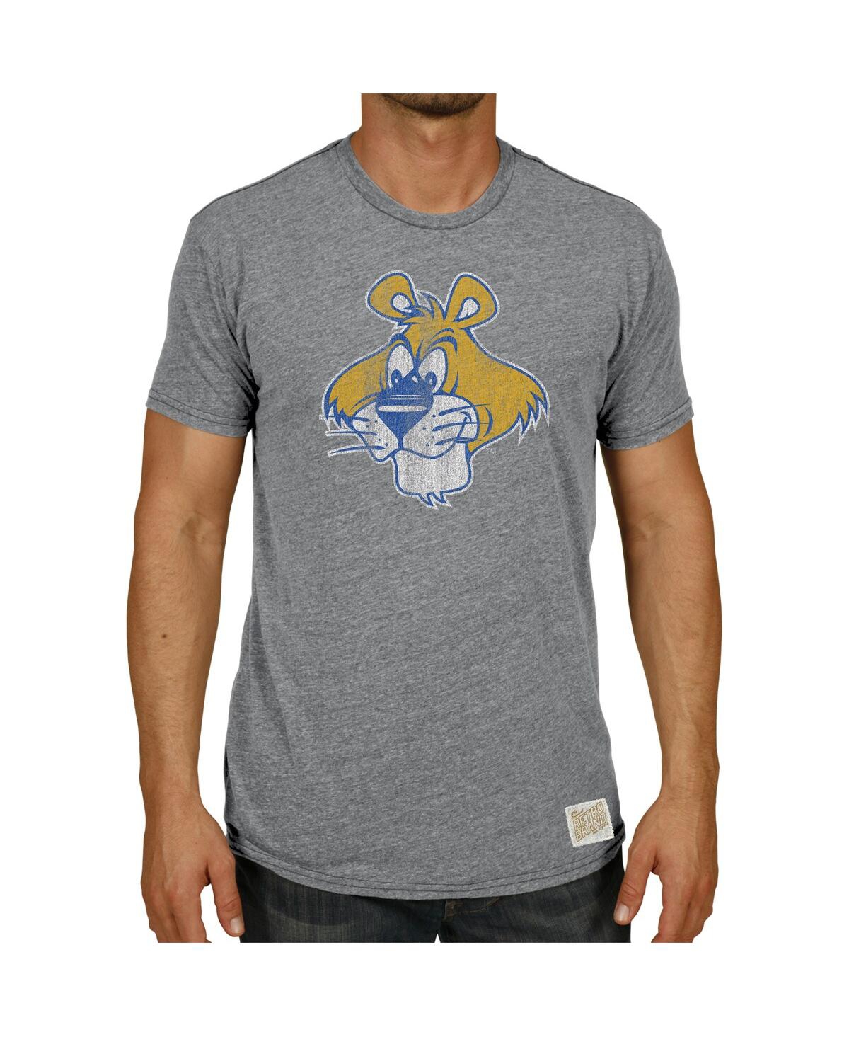Shop Retro Brand Men's Original  Heathered Gray Pitt Panthers Vintage-like Logo Tri-blend T-shirt