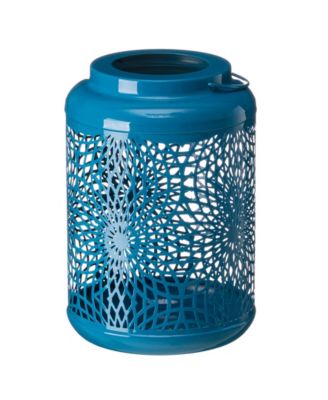 8.75" H Metal Cutout Solar Powered Outdoor Hanging Lantern with Edison Bulb, Set of 2