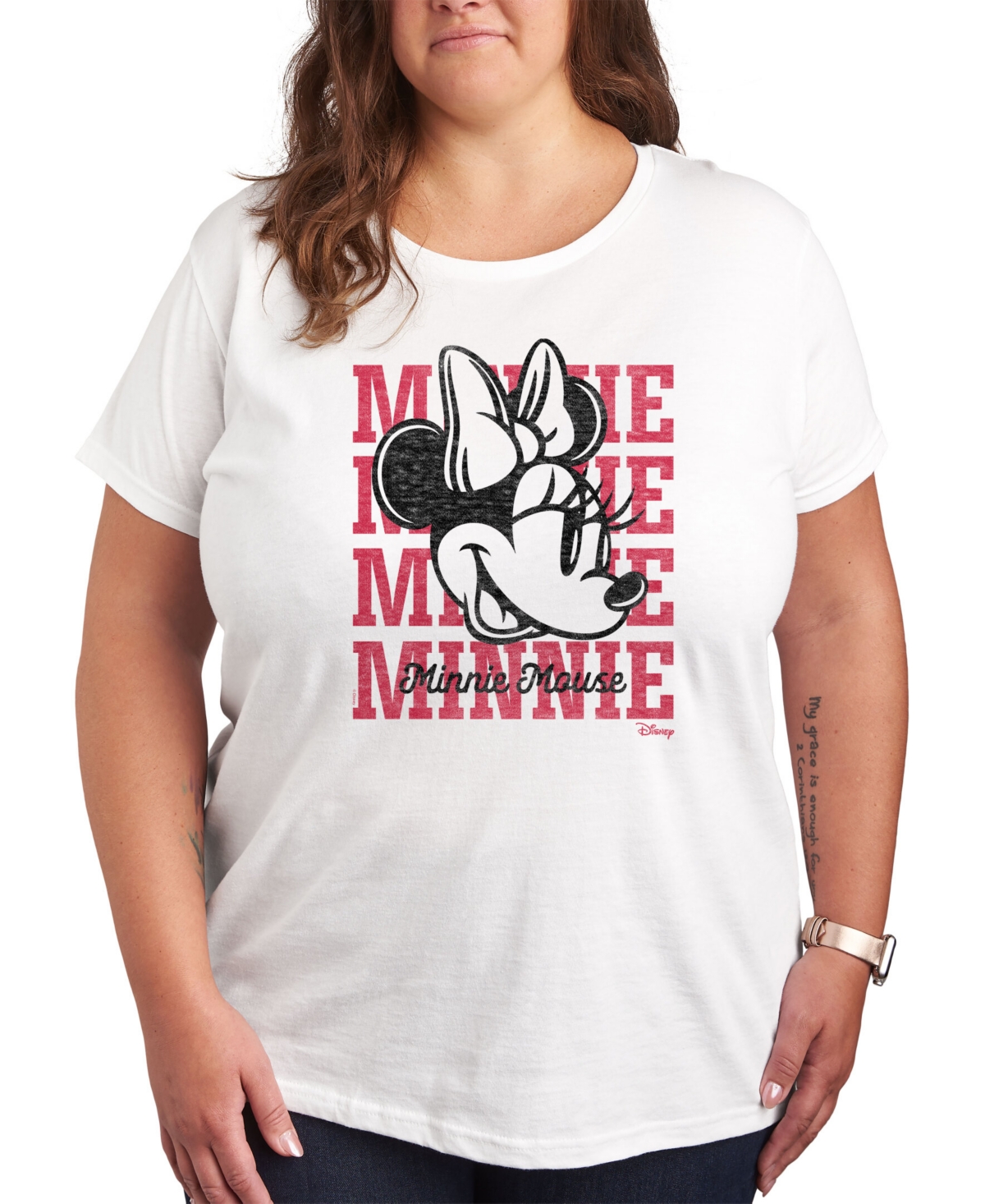 Air Waves Trendy Plus Size Minnie Mouse Graphic T-shirt - White