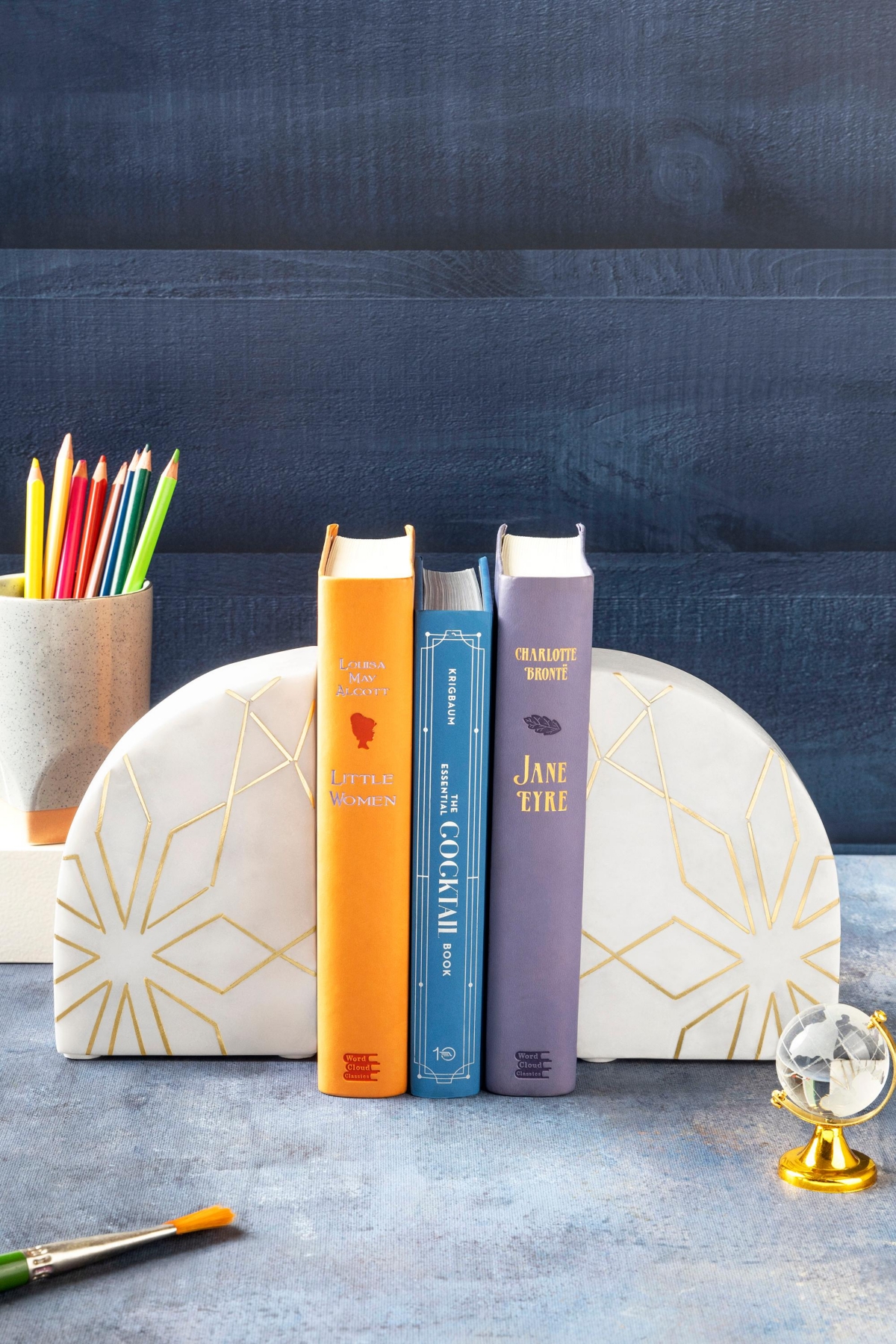 Gauri Kohli EnchantMarble Bookends, Set of 2 - White
