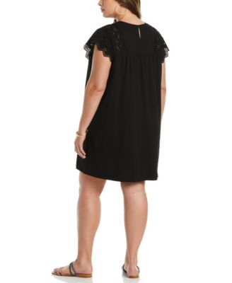 Plus Size Knit Eyelet Short Sleeve Tee Shirt Dress