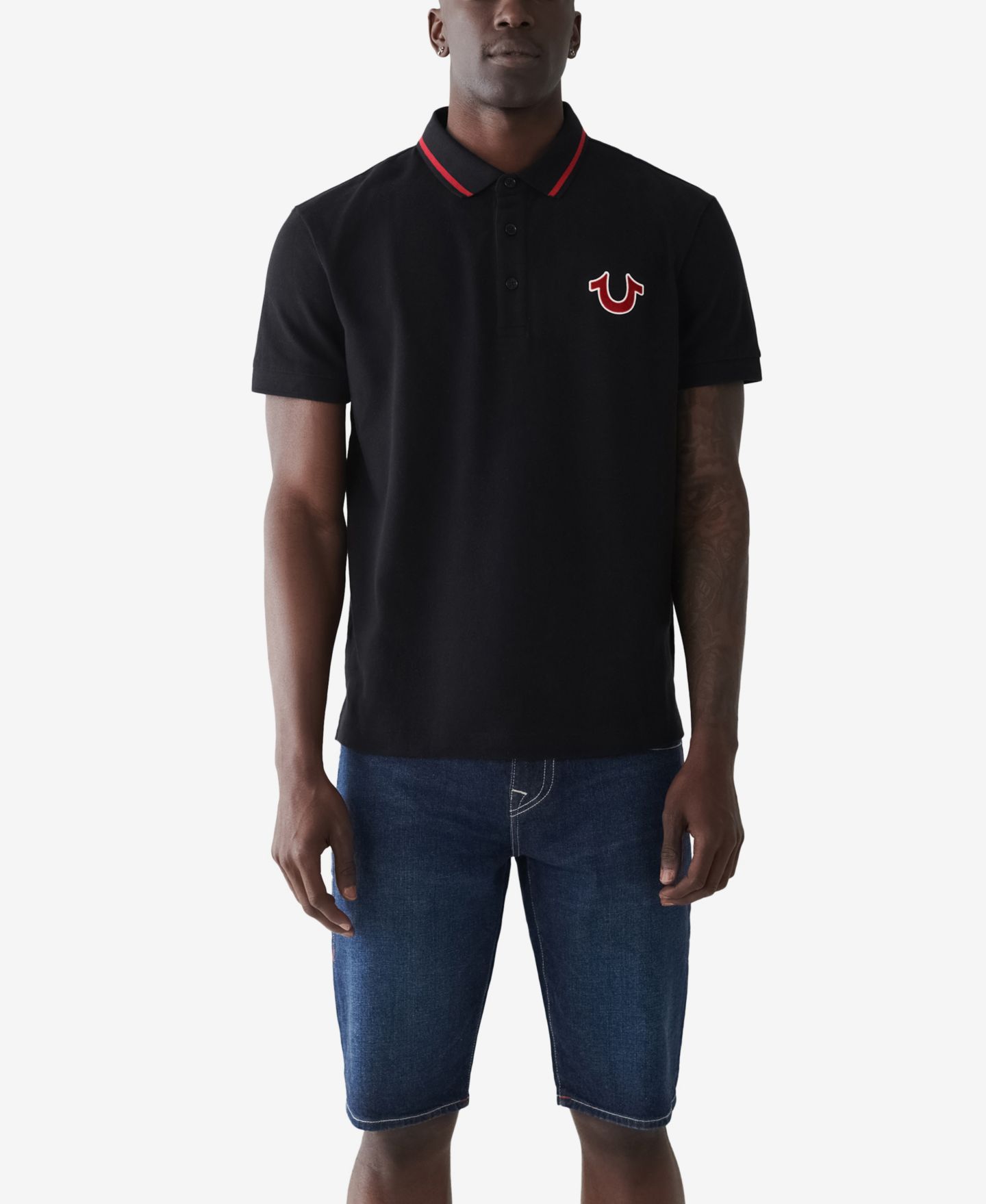 Мужское поло True Religion Regular Fit Short Sleeve Buddha Logo Polo Shirt, цвет: Угольно-чёрный — фото 2