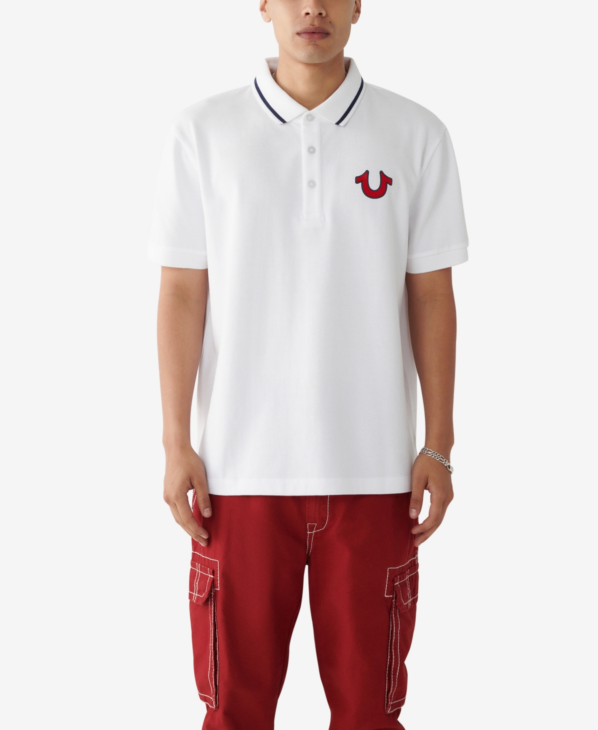 True Religion Men's Regular Fit Short Sleeve Jv7 Polo Shirt In Optic White