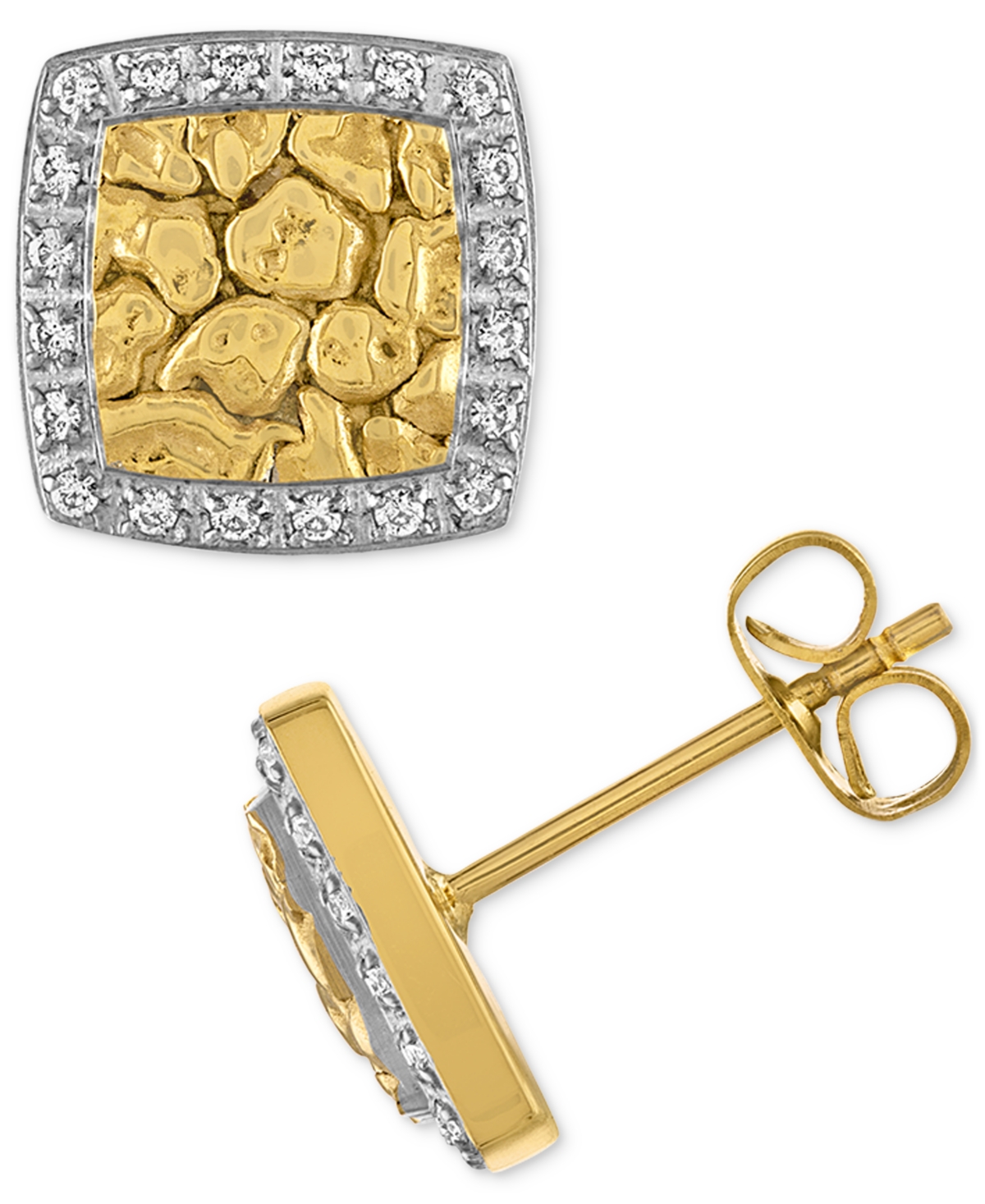 Diamond Nugget Stud Earrings (1/5 ct. t.w.) in Gold-Tone Ion-Plated Stainless Steel, Created for Macy's - Gold-Tone