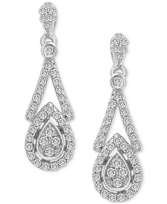 Macy's Diamond Teardrop Dangle Drop Earrings (3/8 ct. t.w.) in Sterling