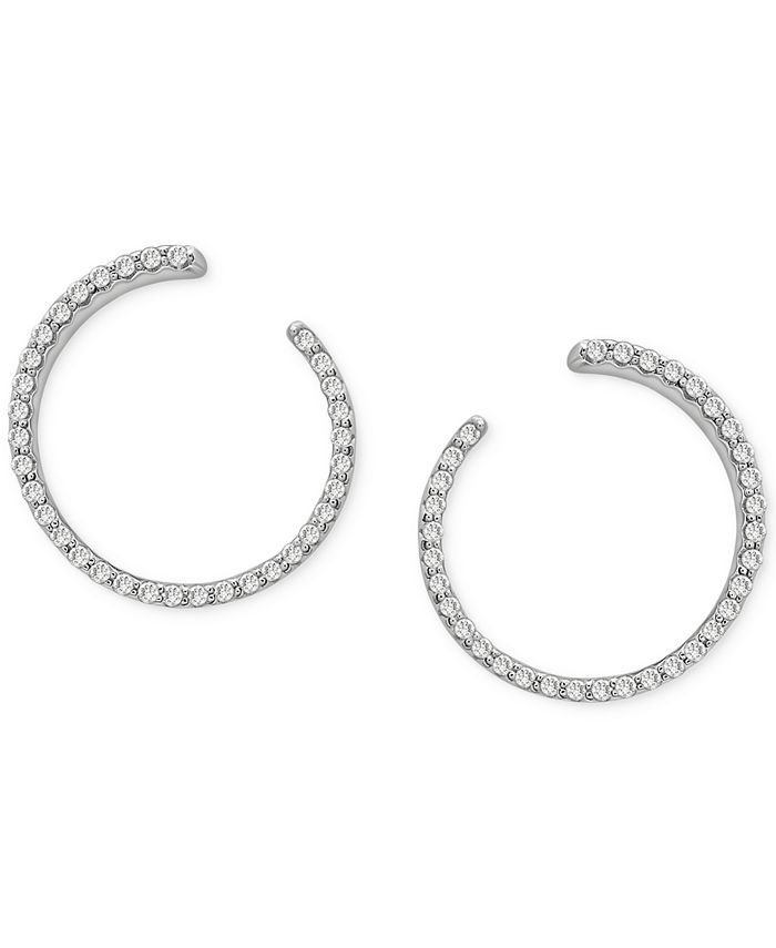 Wrapped Diamond Spiral Hoop Earrings (1/4 ct. t.w.) in 14k White Gold