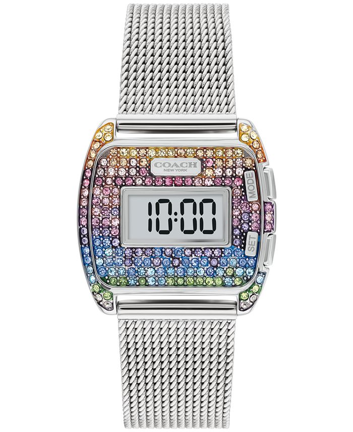 Women's Darcy Digital Rainbow Silver-Tone Stainless Steel Mesh Bracelet  Watch, 30mm