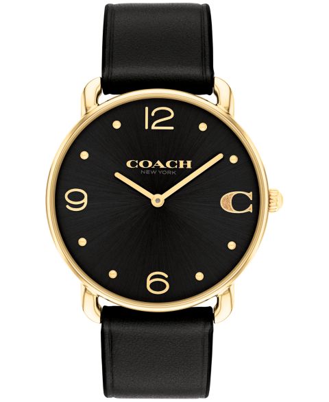 Часы Coach Unisex Elliot Black Leather Strap Watch, 36mm