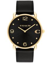 Peugeot Women's Watch Gold Round Large Black Face Black Leather