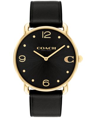 COACH Unisex Elliot Black Leather Strap Watch 36mm Macy s