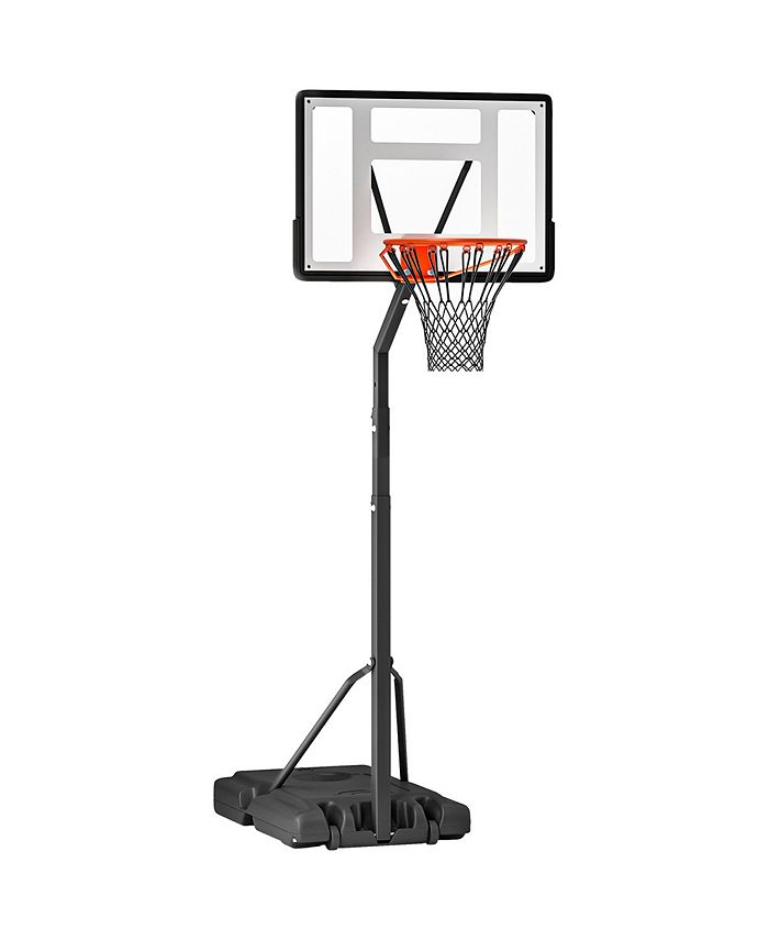 Soozier Portable Basketball Hoop System Stand with 34in Backboard, Wheels, Height Adjustable 8FT