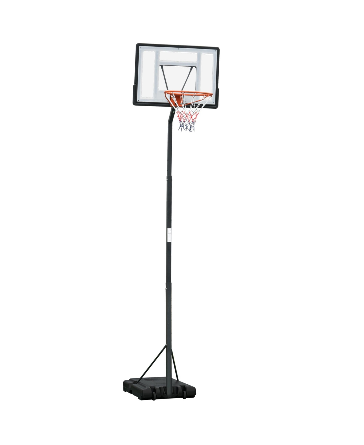 Portable Basketball Hoop System Stand with 34in Backboard, Wheels, Height Adjustable 8FT-10FT for Indoor Outdoor Use - Black