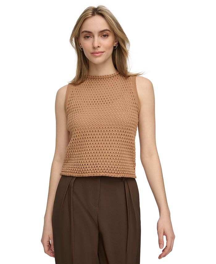 Calvin Klein Women's Open-Weave Sleeveless Sweater - Macy's