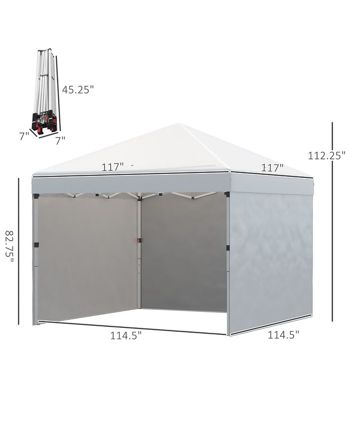Outsunny 10' X 10' Pop Up Canopy Tent With 3 Sidewalls
