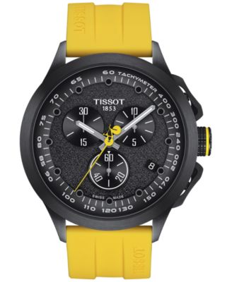 Tissot - Men's Swiss Chronograph T-Race Cycling Tour de France 2023 Yellow Rubber Strap Watch 45mm
