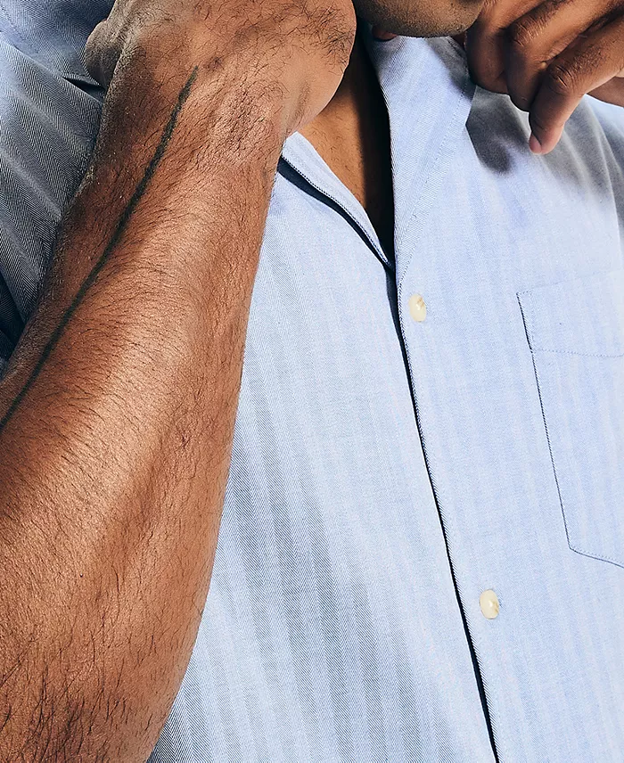 Men's Herringbone Comfort Cotton Pajama Shirt - thumbnail 3