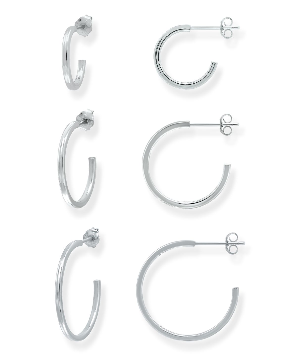 Giani Bernini 3-pc. Set Graduated Hoop Earrings, Created For Macy's In Silver