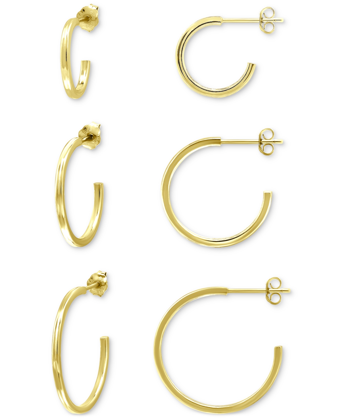 Giani Bernini 3-pc. Set Graduated Hoop Earrings, Created For Macy's In Gold Over Silver