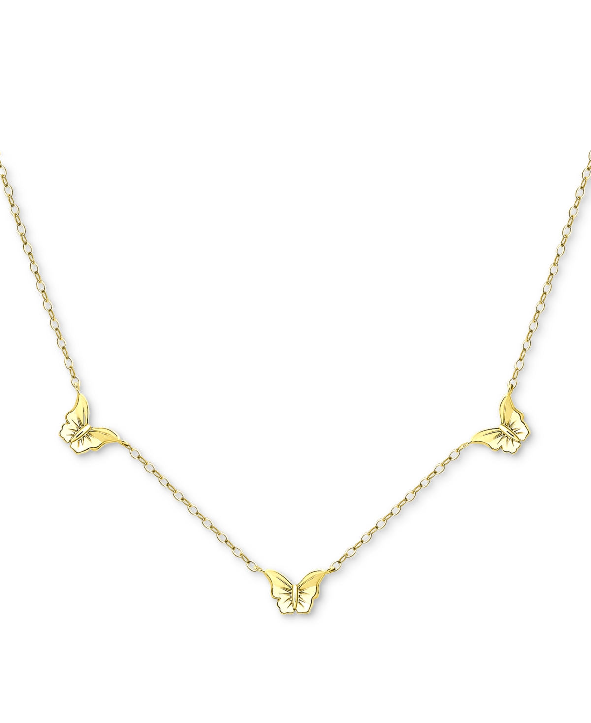 Giani Bernini Butterfly Trio Collar Necklace, 16" + 2" Extender, Created For Macy's In Gold Over Silver