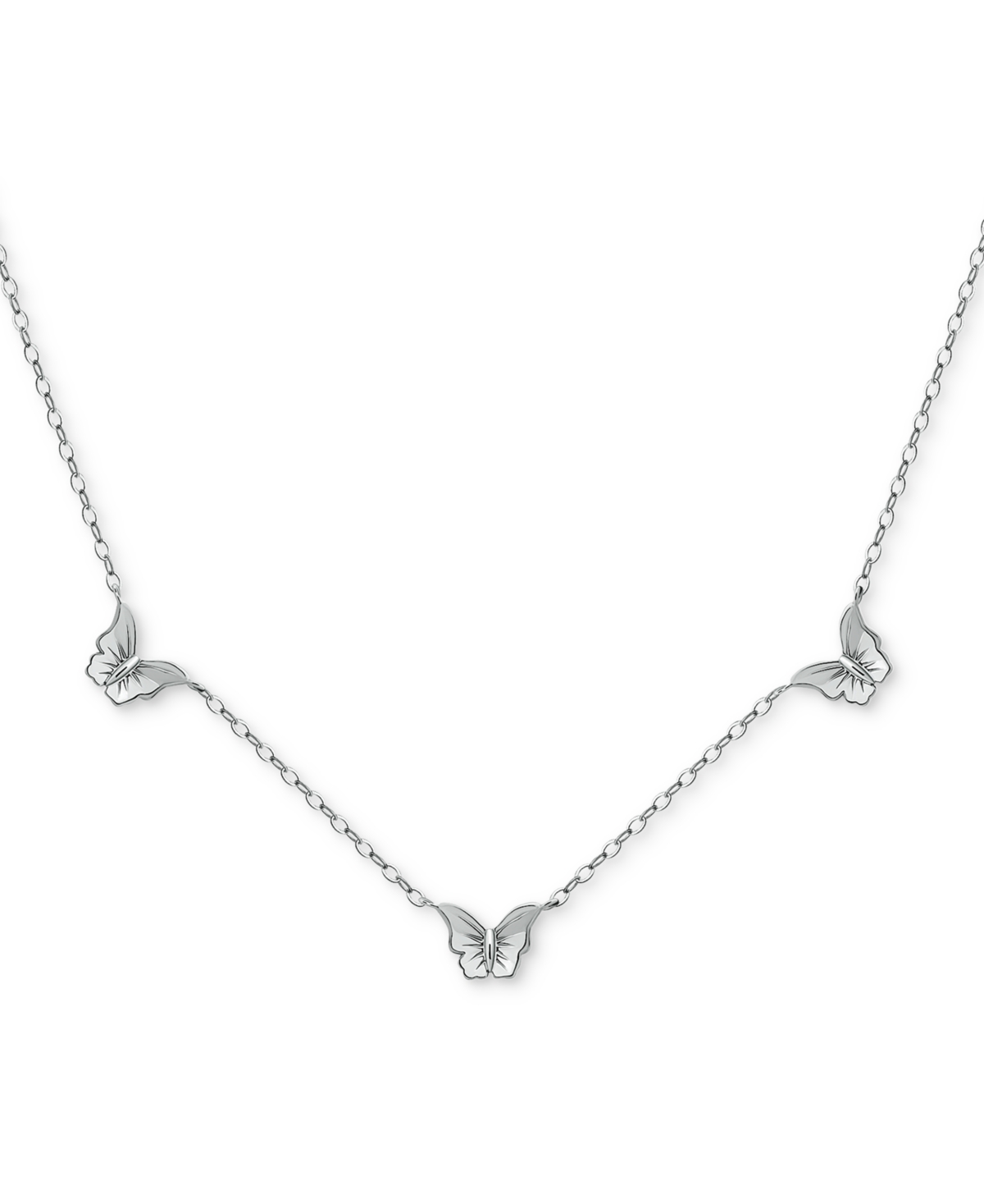 Giani Bernini Butterfly Trio Collar Necklace, 16" + 2" Extender, Created For Macy's In Silver