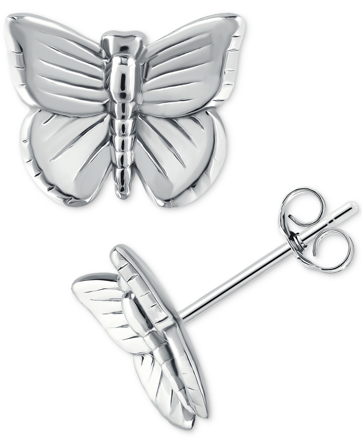Giani Bernini Textured Butterfly Stud Earrings, Created For Macy's In Silver