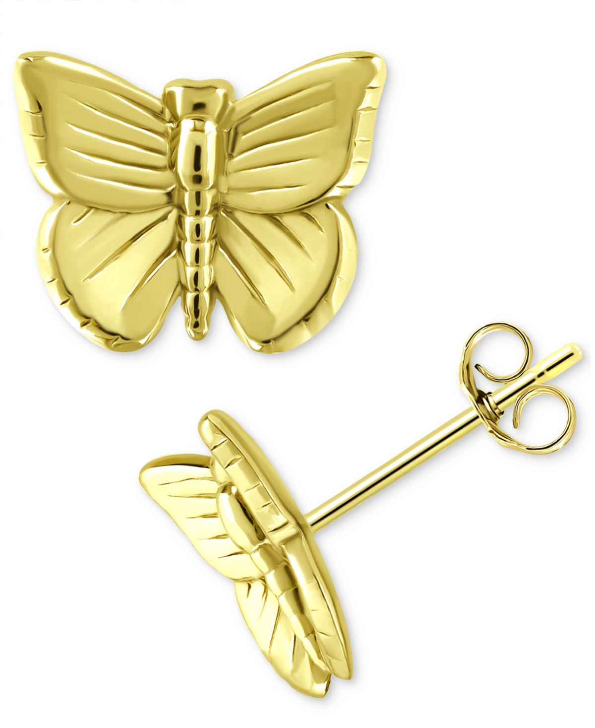 Giani Bernini Textured Butterfly Stud Earrings, Created For Macy's In Gold Over Silver