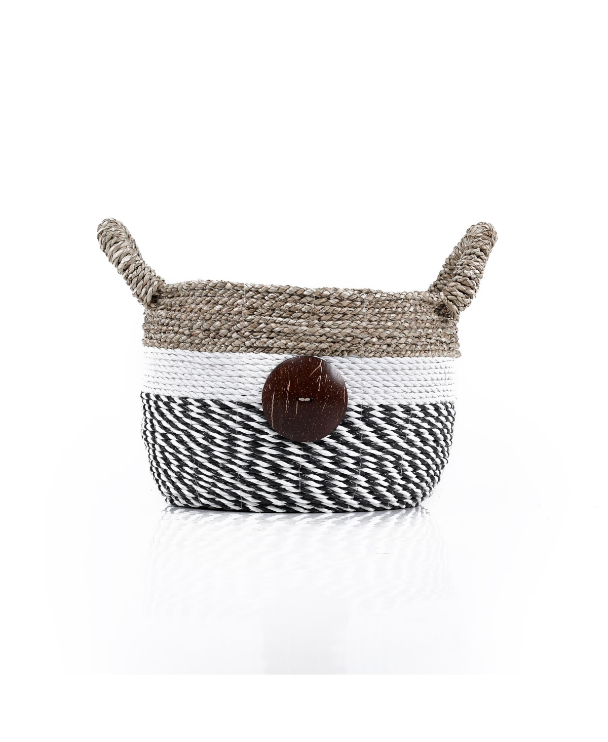 Baum 3 Piece Raffia and Sea Grass Storage Set with Coco Buttons and Ear Handles