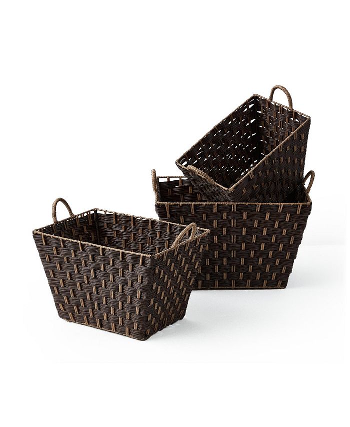 Baum 3 Piece Rectangular Faux Wicker Storage Bin Set in Combo Weave ...