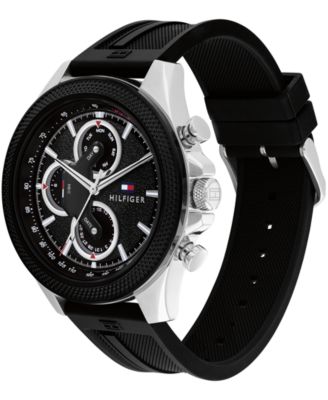 Men's Multifunction Black Silicone Watch 46mm