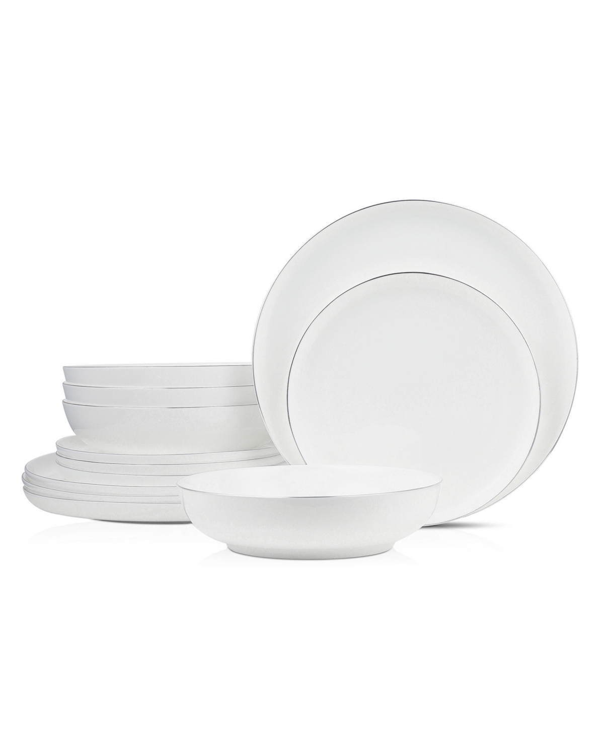 Stone Lain Gabrielle 12 Piece Dinnerware Set, Service For 4 In White And Platinum