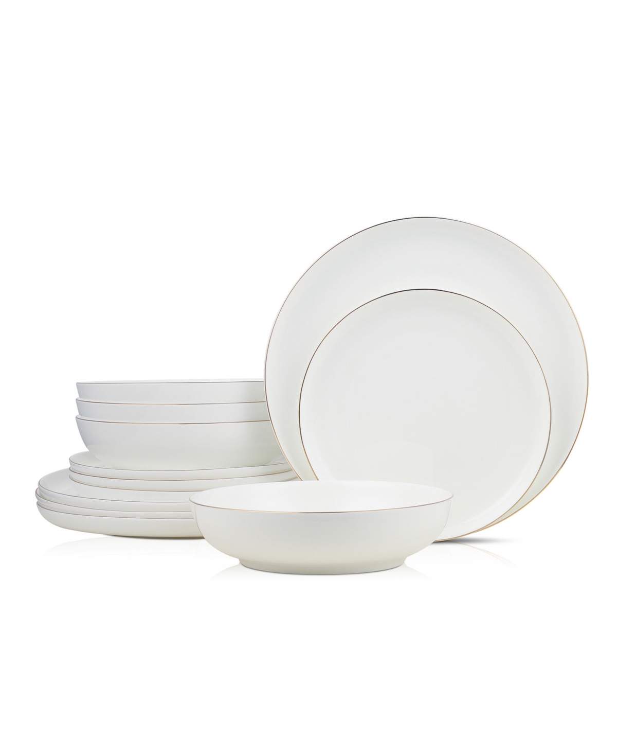 Shop Stone Lain Gabrielle 12 Piece Dinnerware Set, Service For 4 In White And Gold